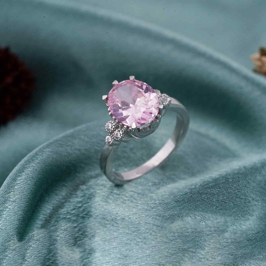 Silver Seven Stone Pink Sapphire Ring