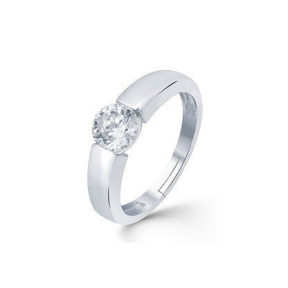 Silver Adjustable Swiss Zircon Ring