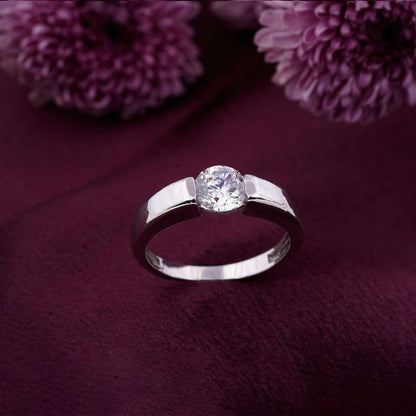 Silver Adjustable Swiss Zircon Ring