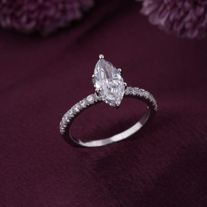 Silver Solitaire Grace Marquise Ring