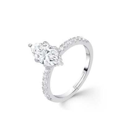 Silver Solitaire Grace Marquise Ring