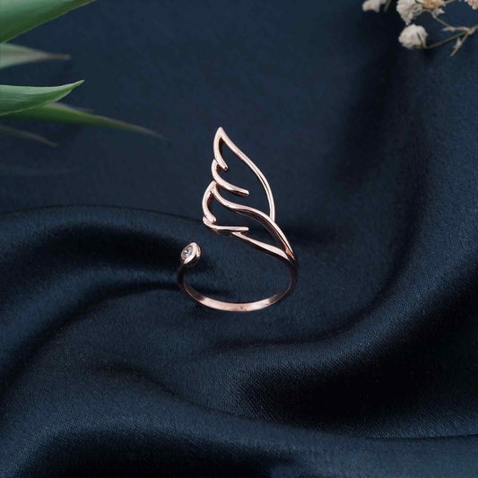 Rose Gold Angle Feather Promise Ring