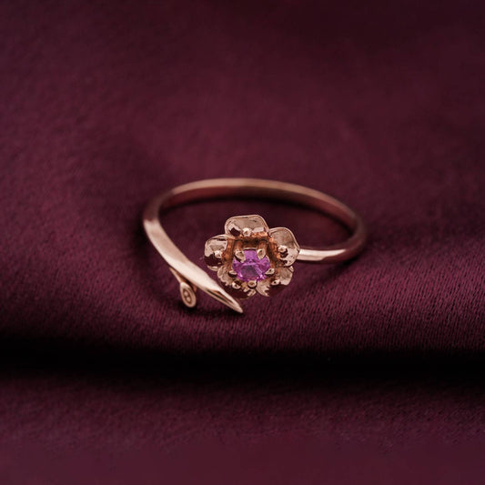 Rose Gold Purple Flower Ring