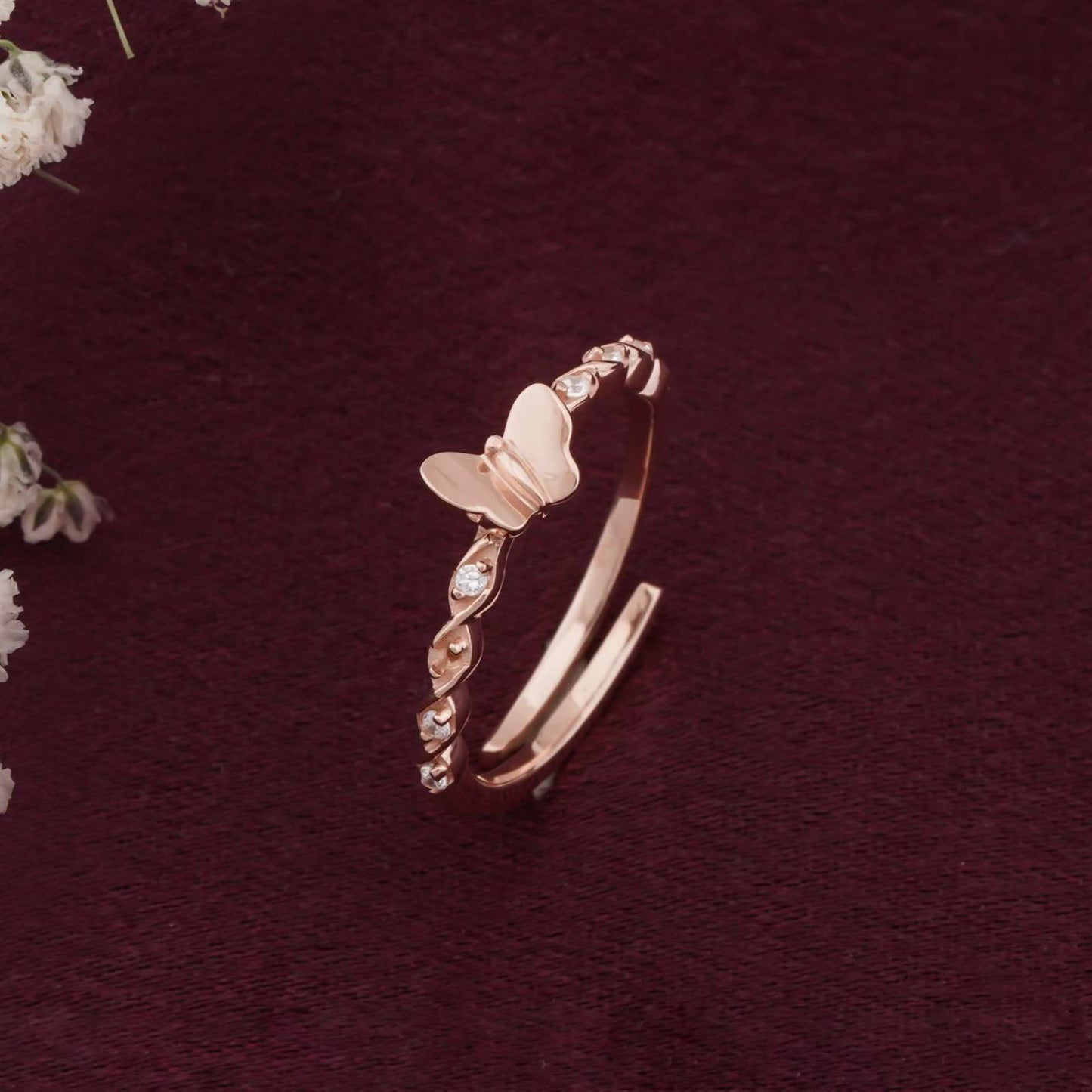 Rose Gold Butterfly Valentine Ring