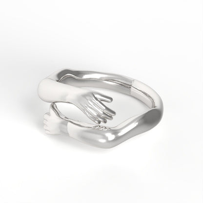 Sterling Silver Couple Hug Ring