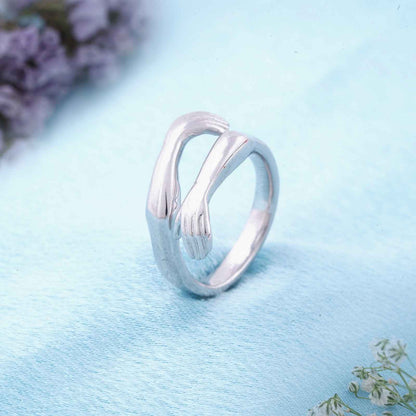 Sterling Silver Couple Hug Ring