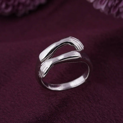 Sterling Silver Couple Hug Ring