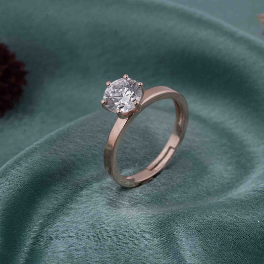 Rose Gold Round Solitaire Wedding, Anniversary Ring