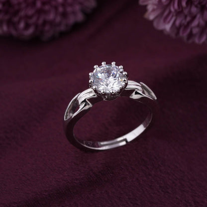 Silver Zircon Round Solitaire Ring