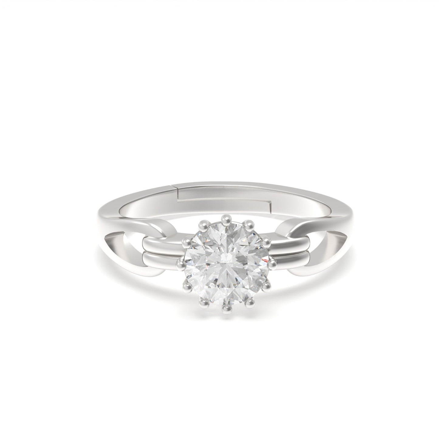 Silver Zircon Round Solitaire Ring