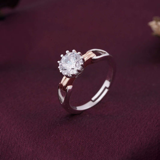 Silver CZ Round Solitaire Ring