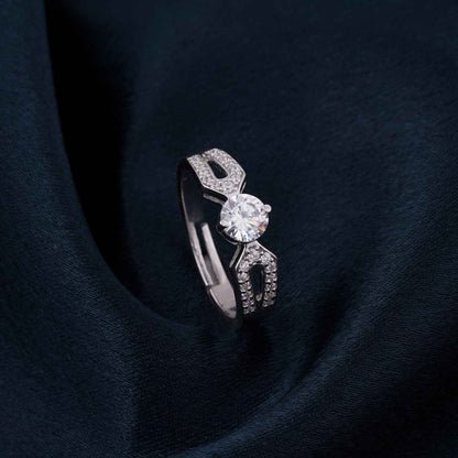 Silver Zircon Elegant Loop Ring