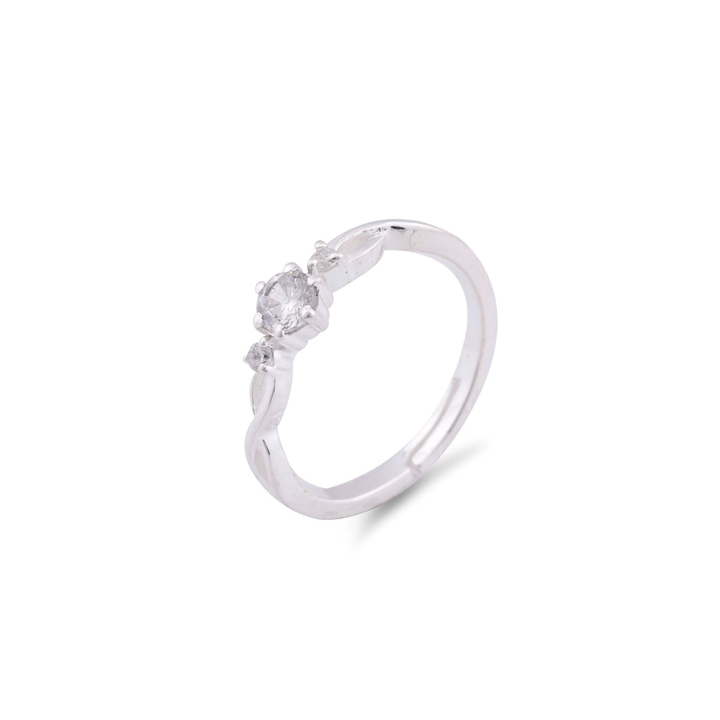 Silver Solitaire Three Stone Ring