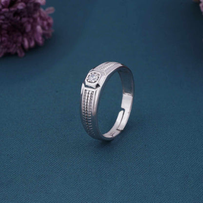 Silver Solitaire Band For Him