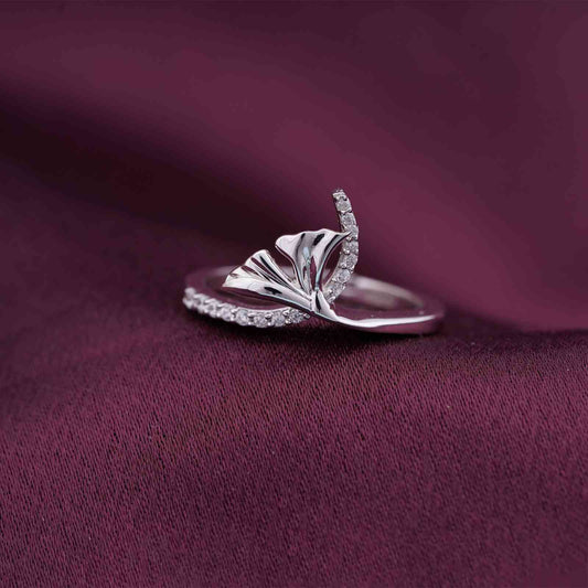 Silver Petals & Diamond Ring