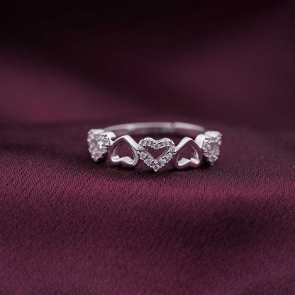 Silver Heart Eternity Band Ring