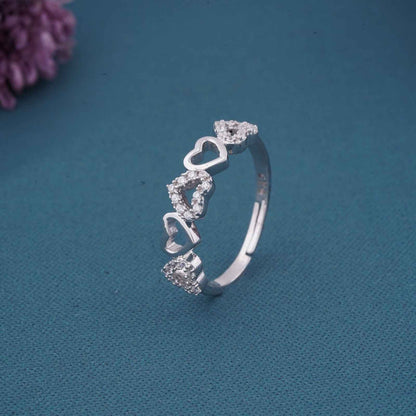 Silver Heart Eternity Band Ring