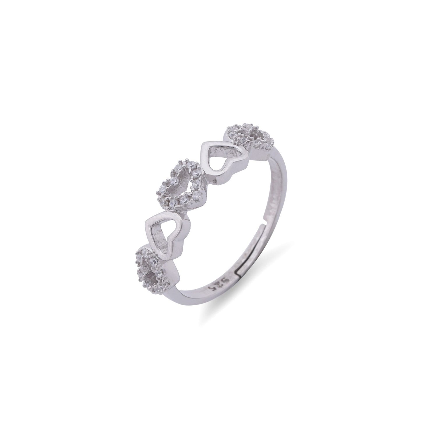 Silver Heart Eternity Band Ring