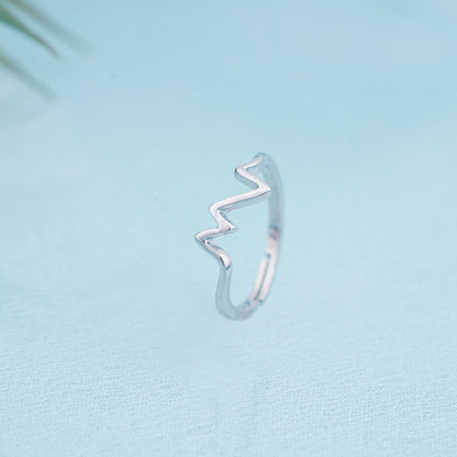 Silver Zircon Heartbeat Ring