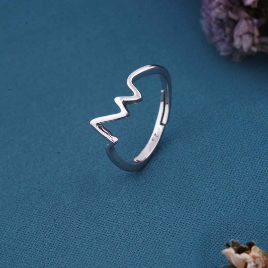 Silver Zircon Heartbeat Ring