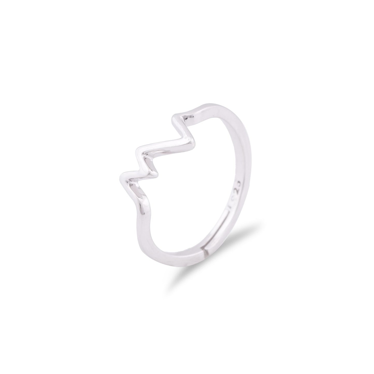 Silver Zircon Heartbeat Ring