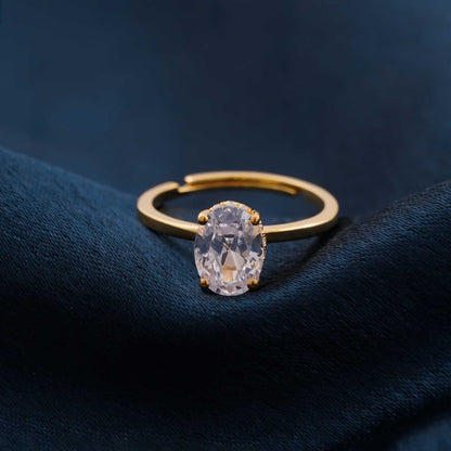 Golden Oval Solitaire Engagement Ring