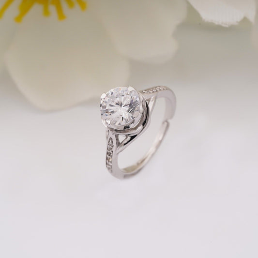 Silver Minimal Solitaire Ring