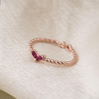 Rose Gold Ruby Danaid Heart Ring