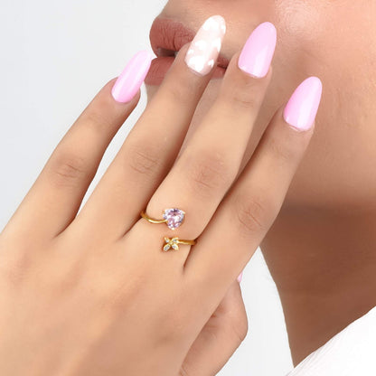 Golden Open Heart Stackable Ring