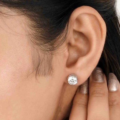 Silver Sphere Screw Stud Earrings