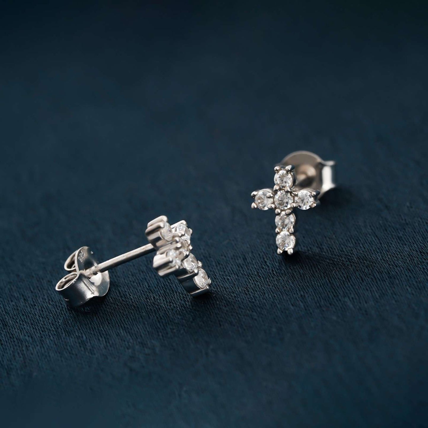 Silver Cross Stud Earrings