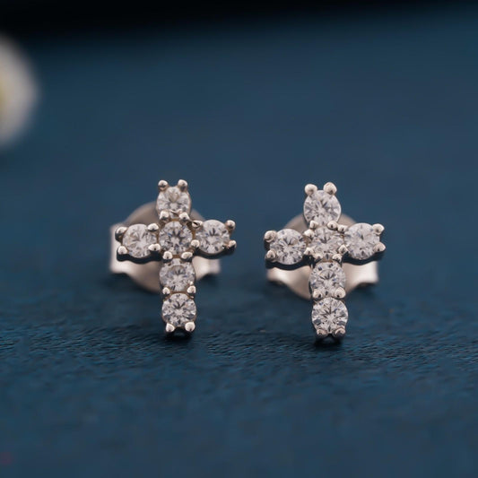 Silver Cross Stud Earrings