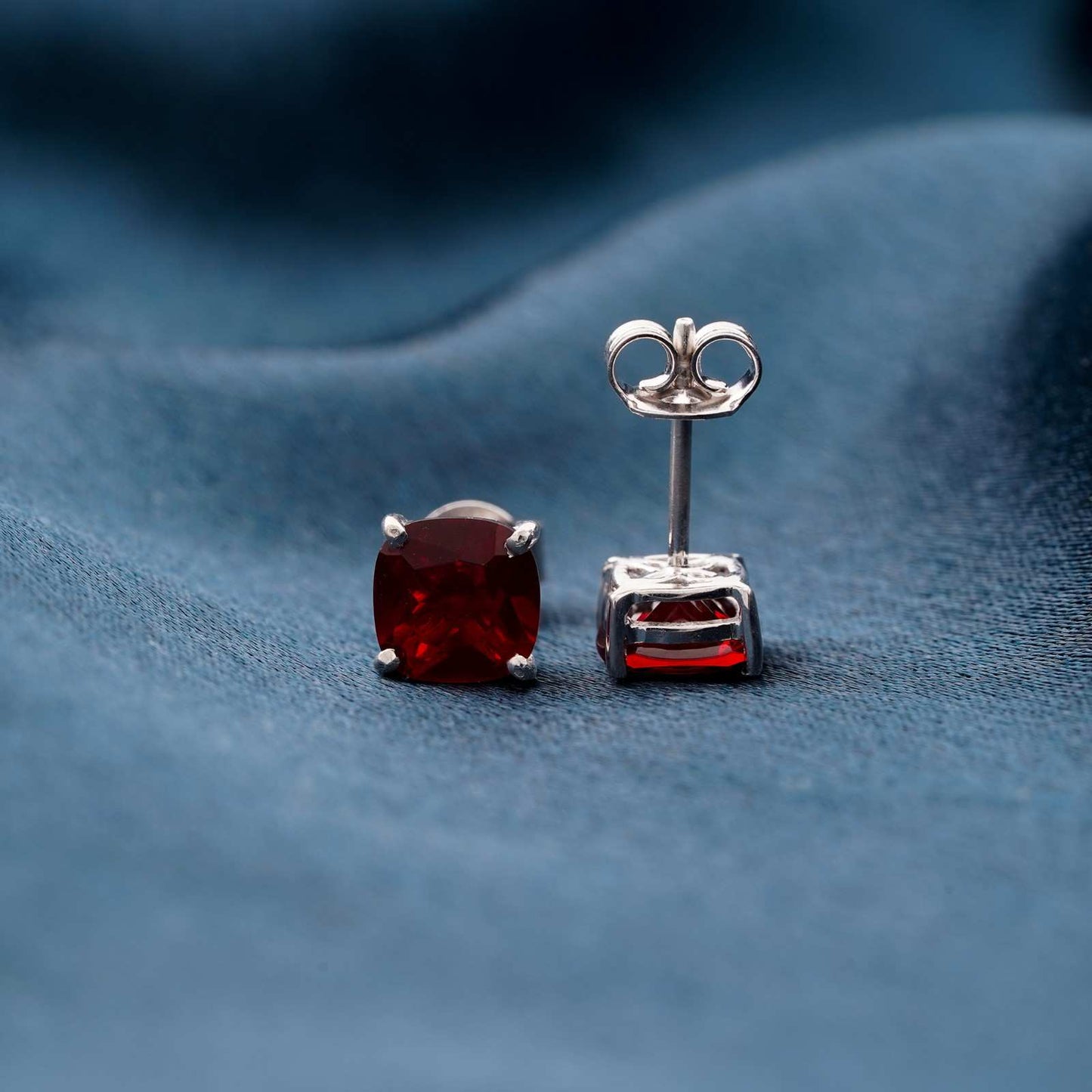 Silver Grace Ruby Stud Earrings