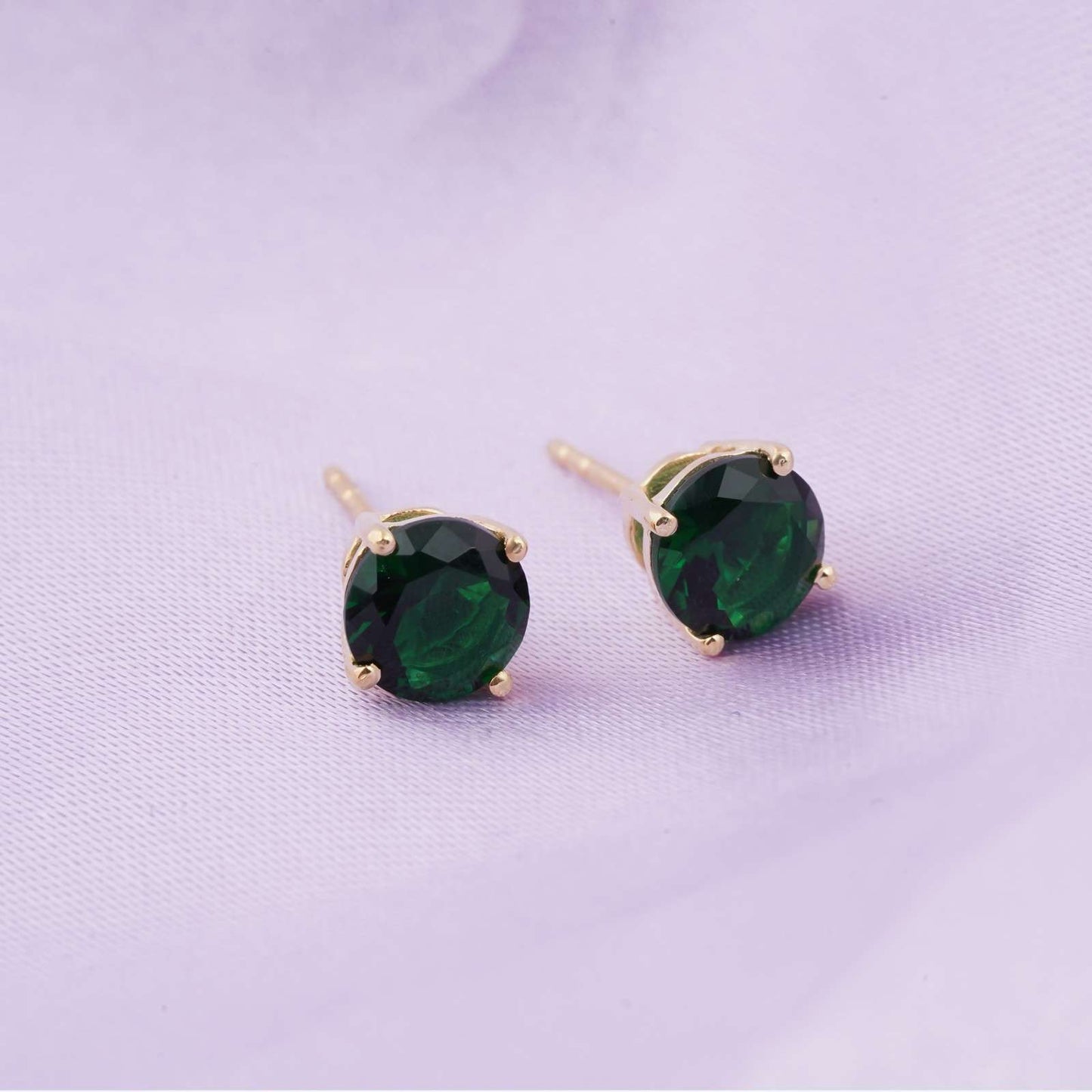 Golden Mini Emerald Stud Earrings