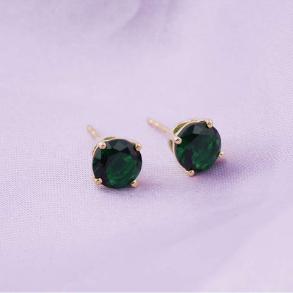 Golden Mini Emerald Stud Earrings