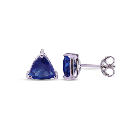 Trillion-Cut Blue Sapphire Stud Earrings