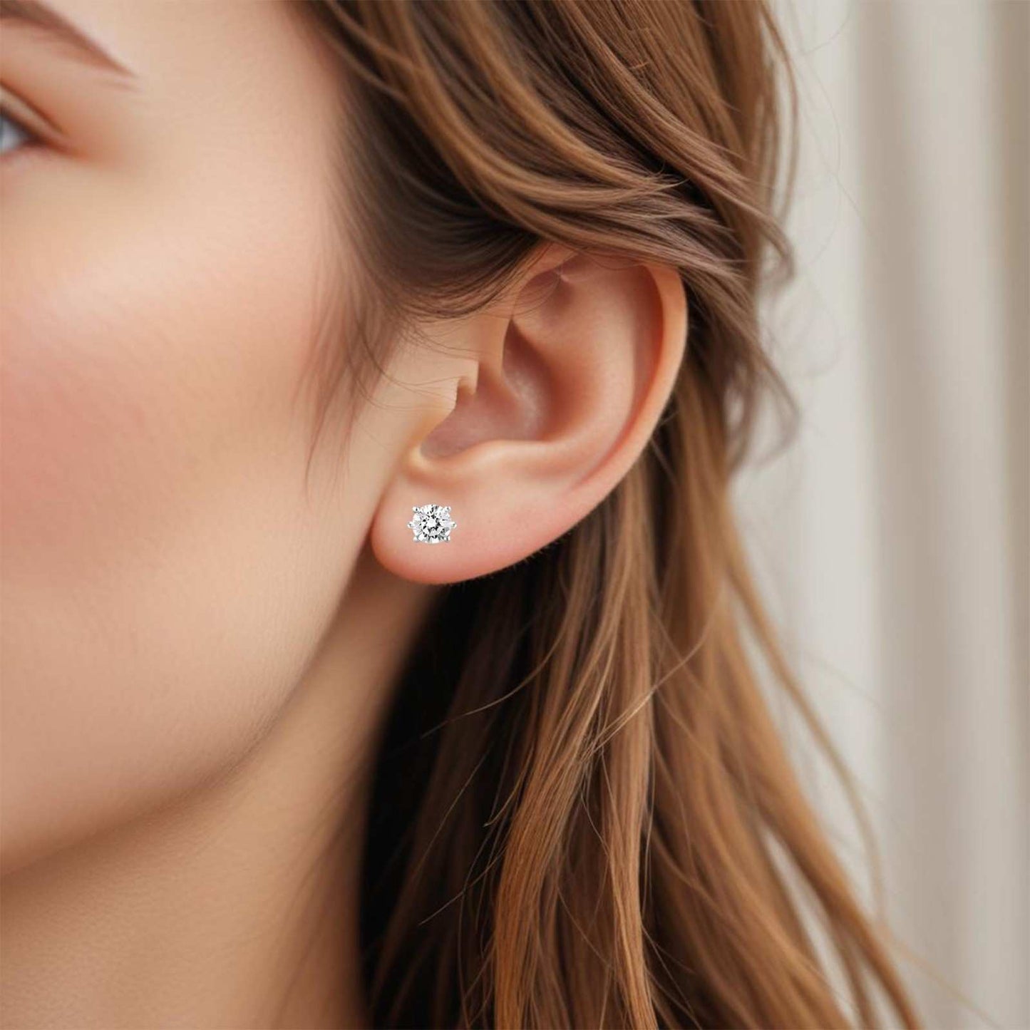 Silver Circle Zircon Stud Earrings