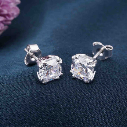 Silver Pillow Style Stud Earrings