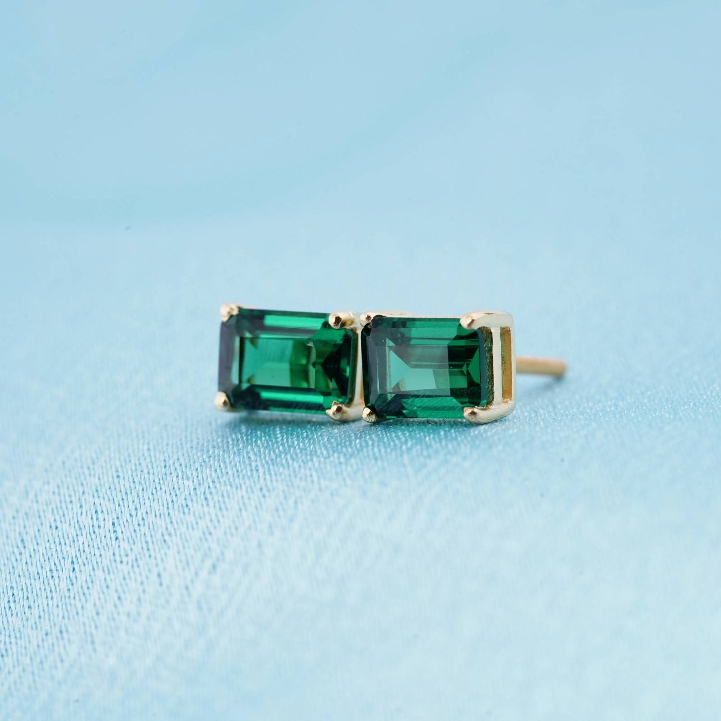 Green Emerald Screw Back Stud earrings