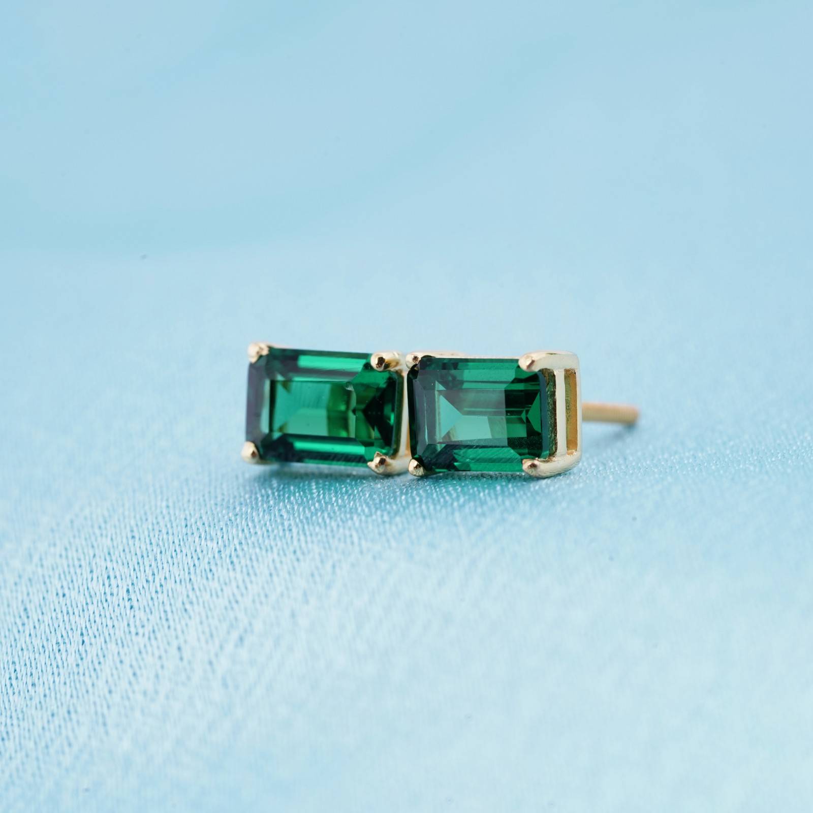 Green Emerald Screw Back Stud earrings