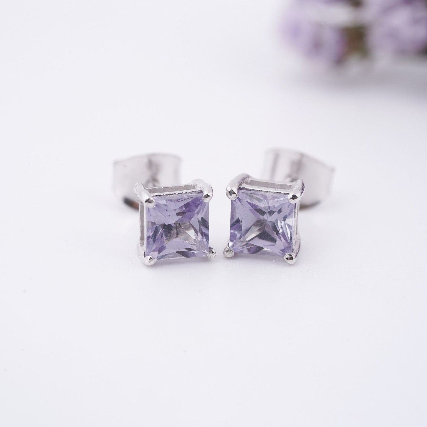 Silver Purple Haze Stud Earrings