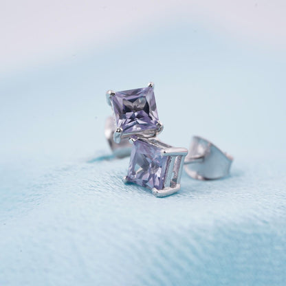 Silver Purple Haze Stud Earrings