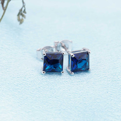 Silver Royal Blue Stud Earrings