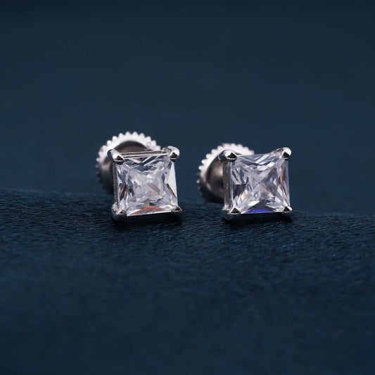 Silver Princess Tiny Stud Earrings