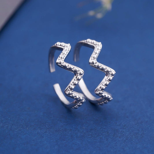 Zig Zag Rhodium Plated Silver Toe Ring