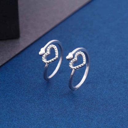 Silver Heartfelt Embrace Toe Rings