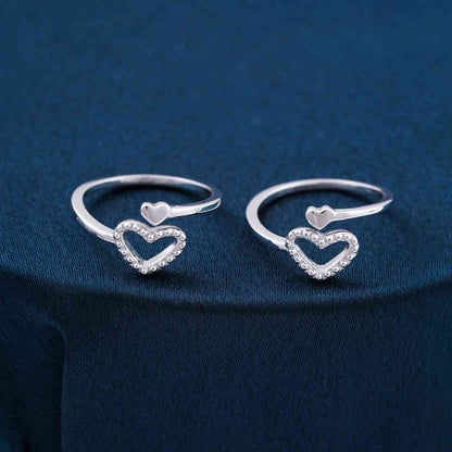 Silver Heartfelt Embrace Toe Rings