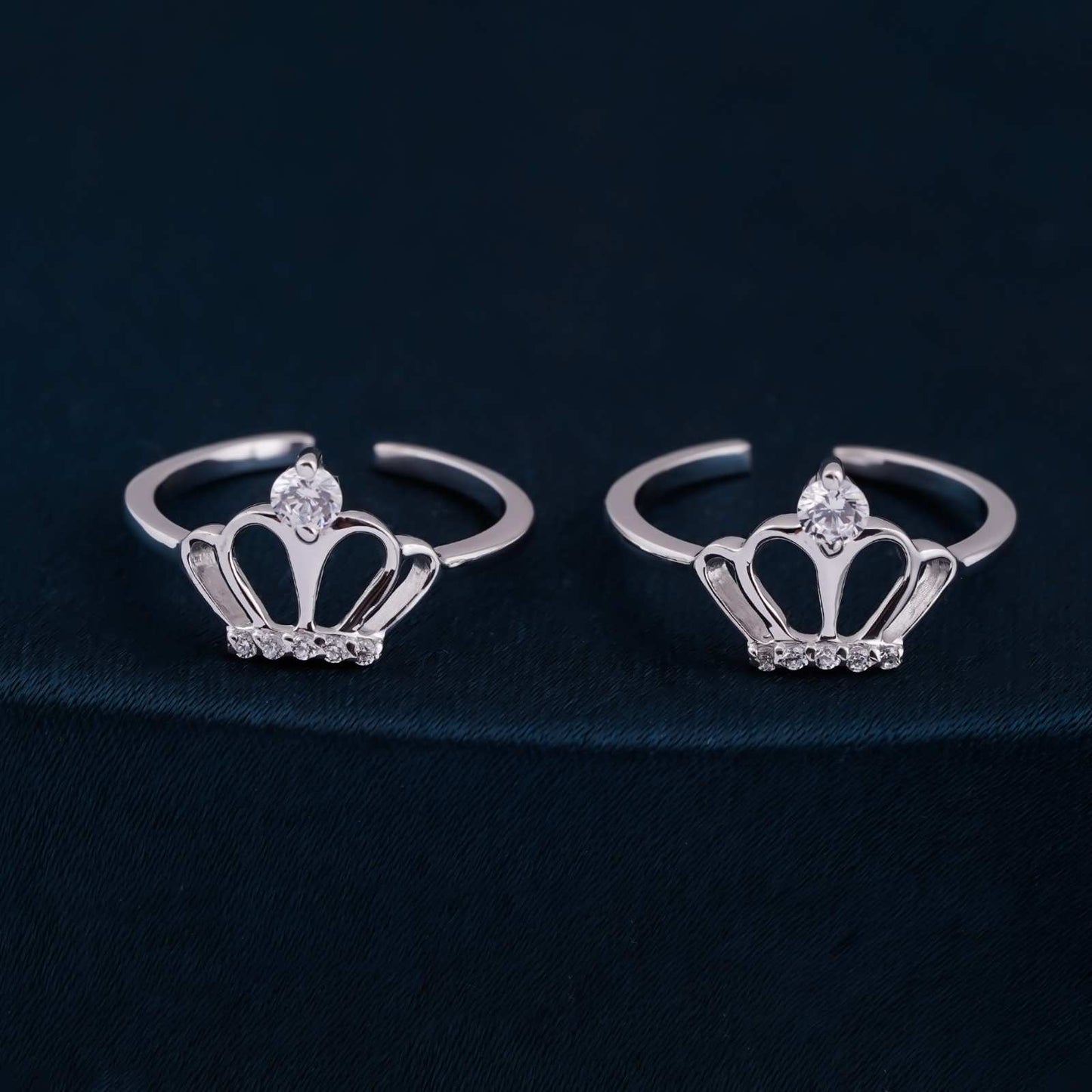 Silver CZ Royal Crown Toe Rings