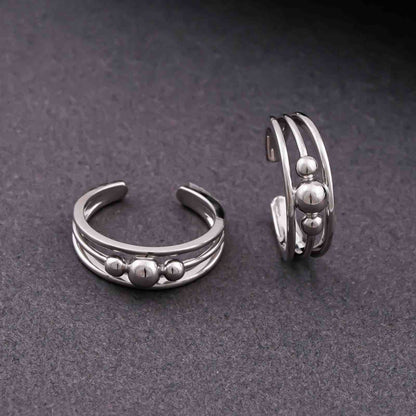 Beautiful Silver 3 Beads Toe Rings