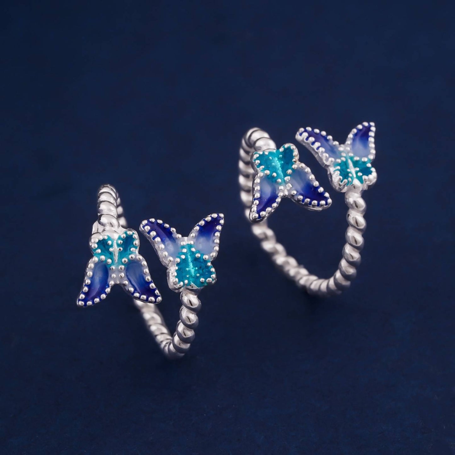 Double Butterfly Design Toe Rings